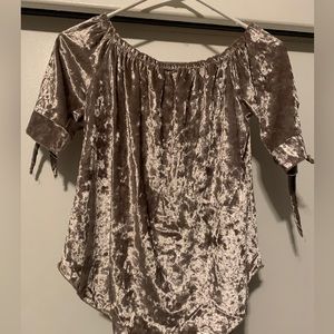 Super cute velvet off the shoulder top // size S